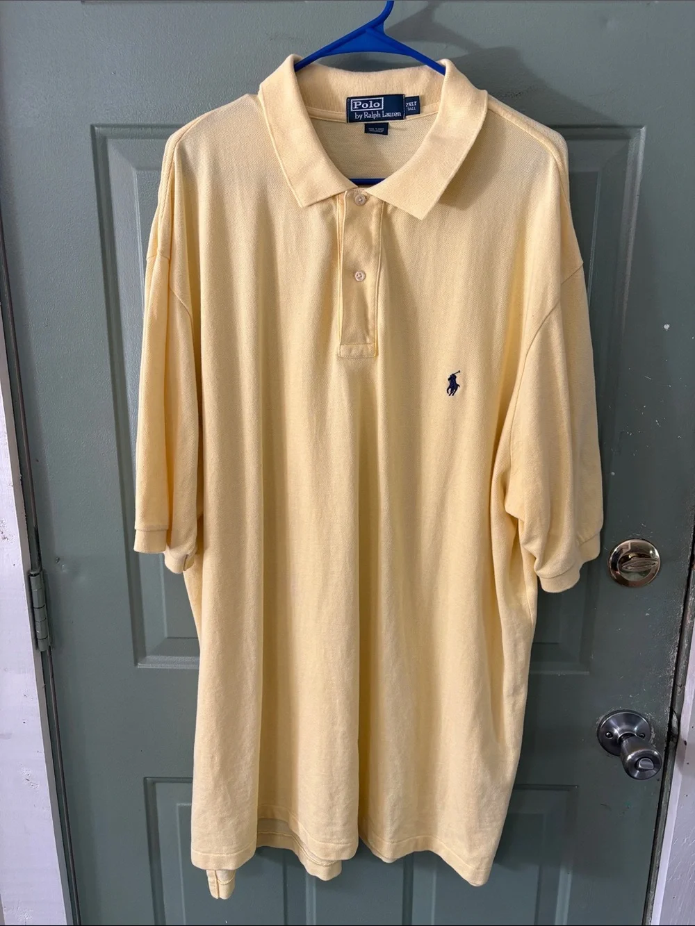 Polo by Ralph Lauren Pale Yellow Men's Short-Sleeve Polo with Navy Pony